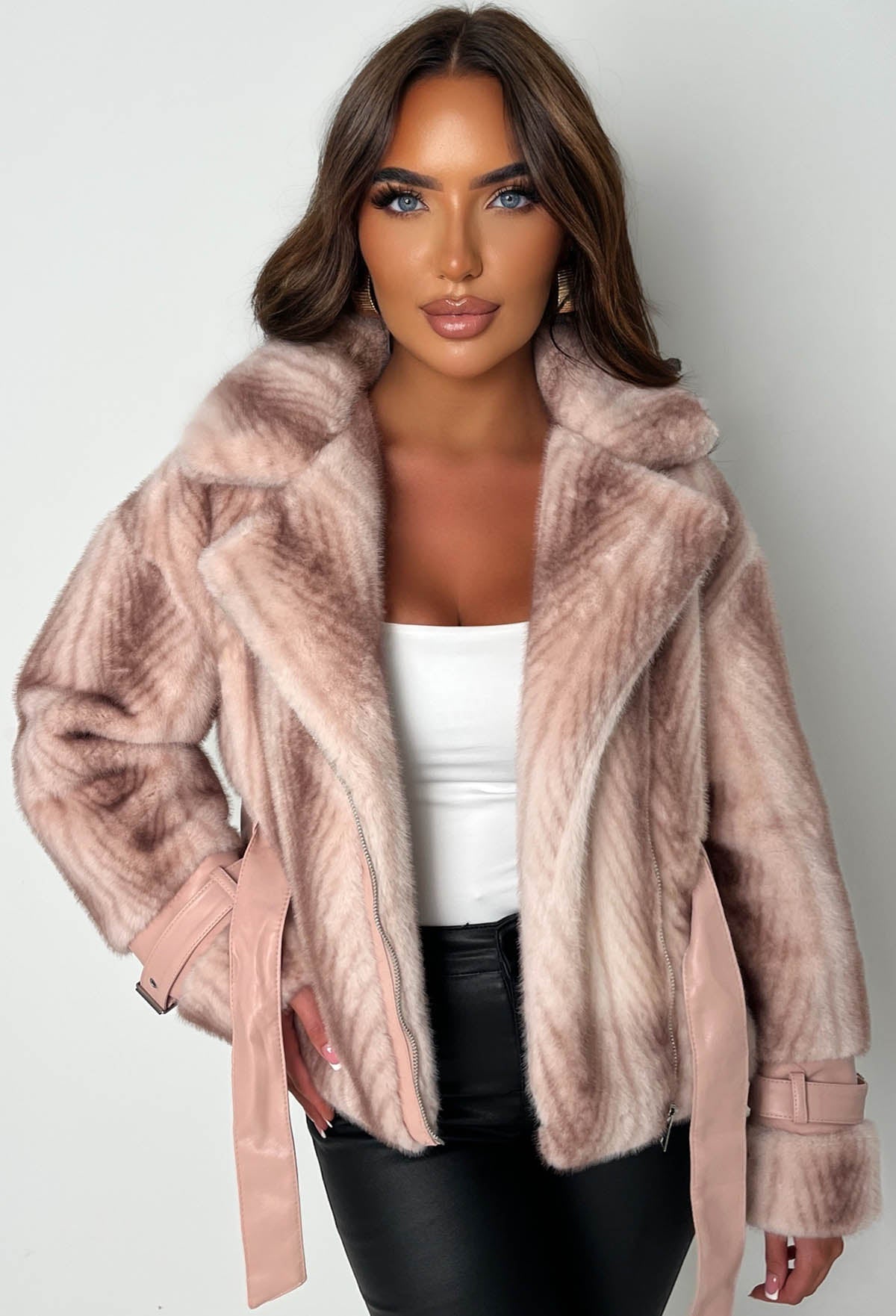 Cosy Crush Pink Faux Fur Belted Coat