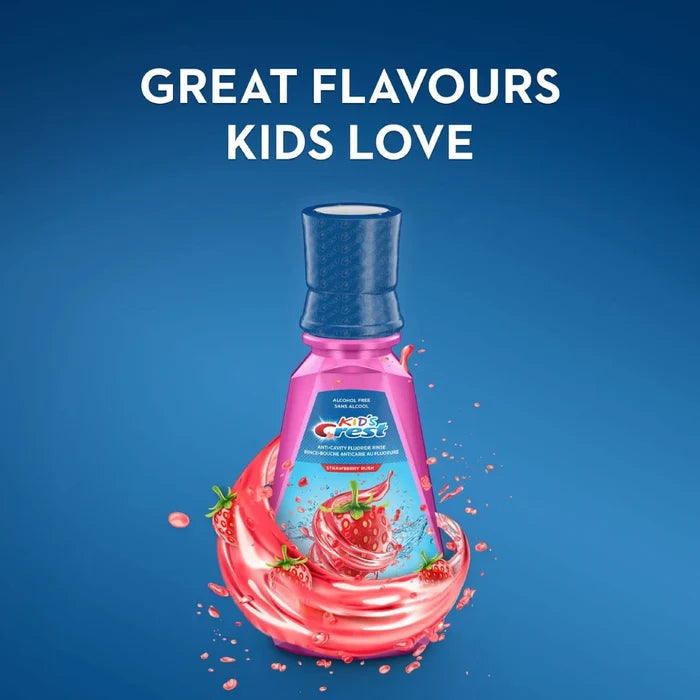 Get Crest Kids Strawberry Rush Rinse Wholesale at Mexmax INC Your Trusted Suppliers for Mexican Groceries.