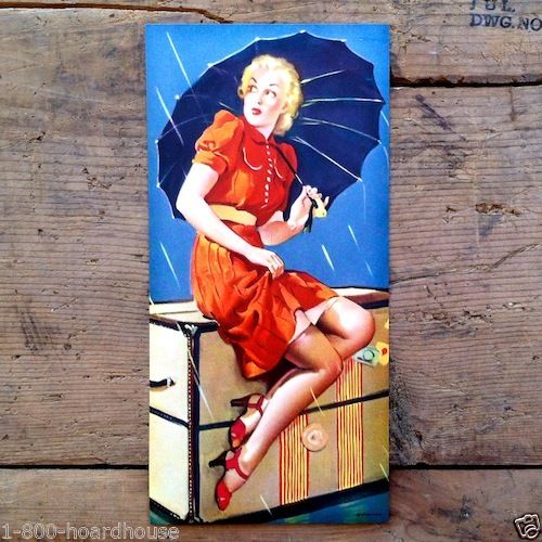 DANGEROUS ELEMENTS Elvgren Pinup Lithograph Print 1940s