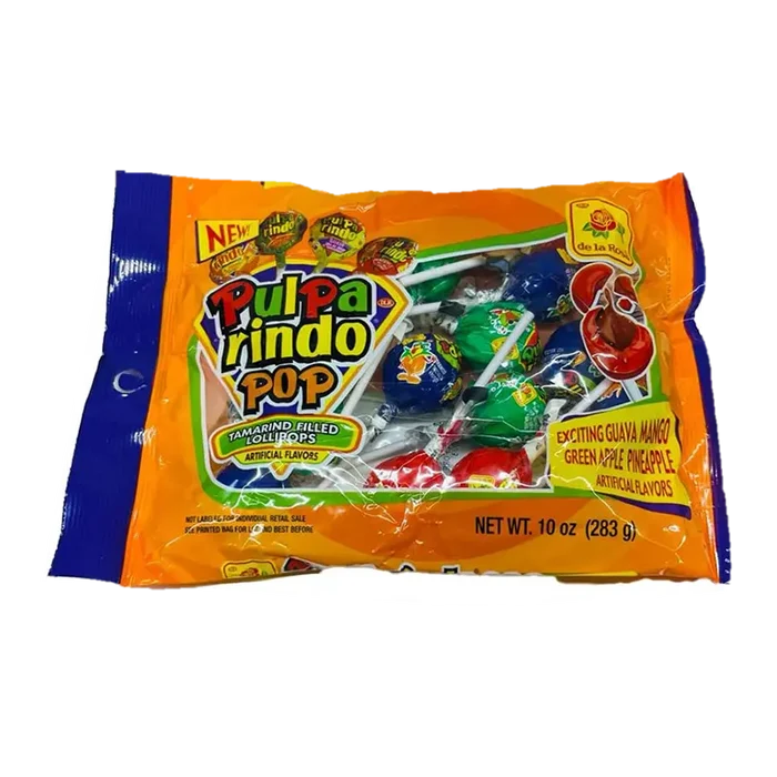 De La Rosa Pulparindo Pop Bag 15 ct, 19 g available at Mexmax INC, ideal for wholesale buyers.