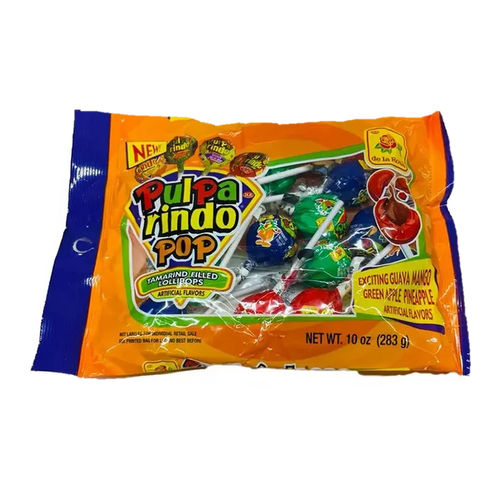 De La Rosa Pulparindo Pop Bag 15 ct, 19 g available at Mexmax INC, ideal for wholesale buyers.