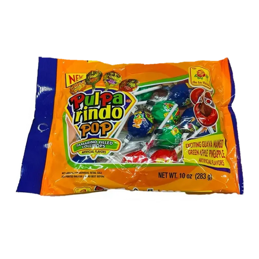 De La Rosa Pulparindo Pop Bag 15 ct, 19 g available at Mexmax INC, ideal for wholesale buyers.