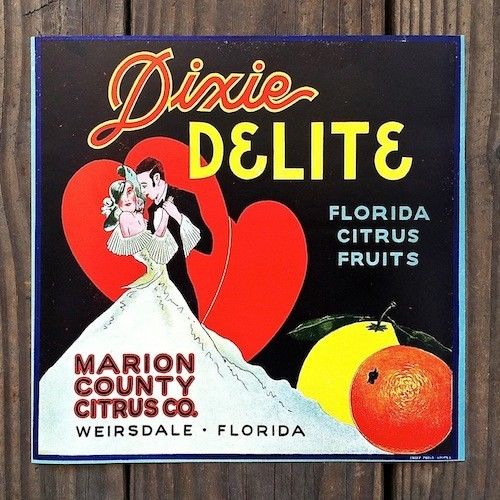 DIXIE DELIGHT Citrus Fruit Crate Label