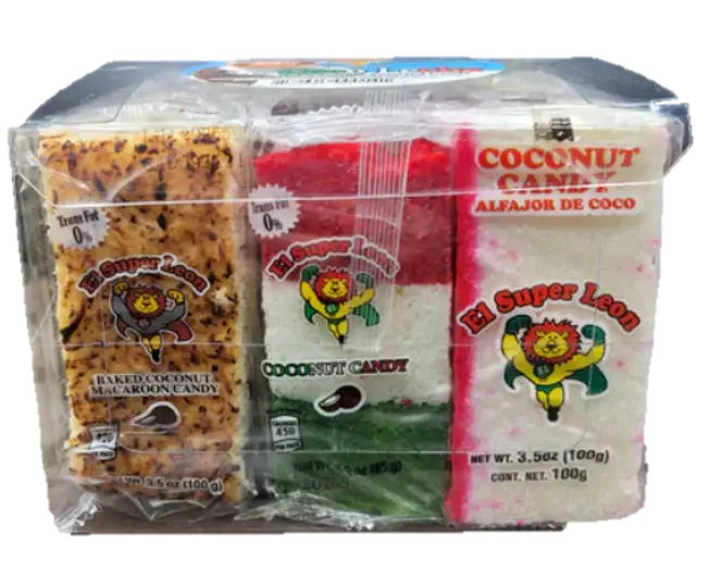 El Super Leon Cocada Horneada 3.5 oz available at Mexmax INC, a tasty treat for wholesale buyers.