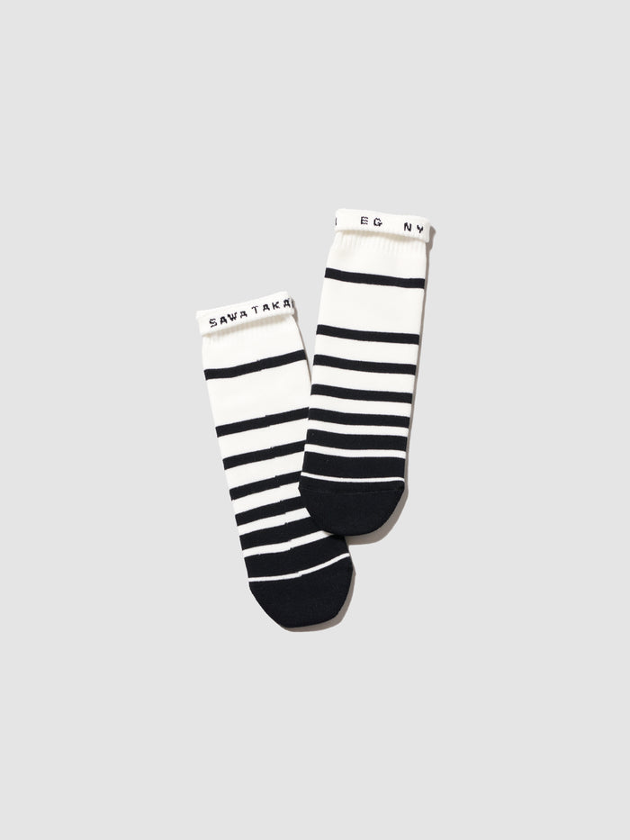 Engineered Garments x sawa takai - Stripe Socks - White / Black