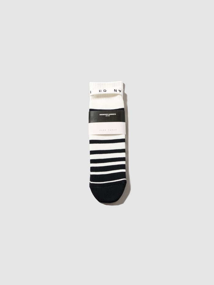 Engineered Garments x sawa takai - Stripe Socks - White / Black