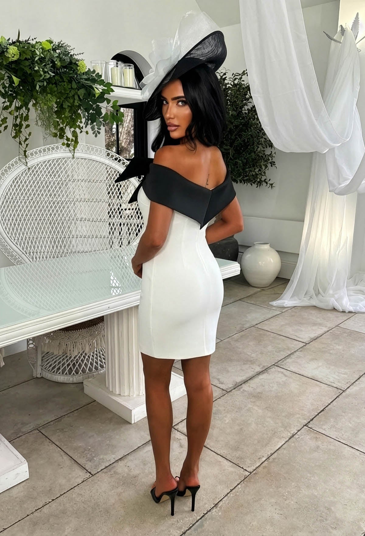Feeling Lucky White Bow Bardot Mini Dress