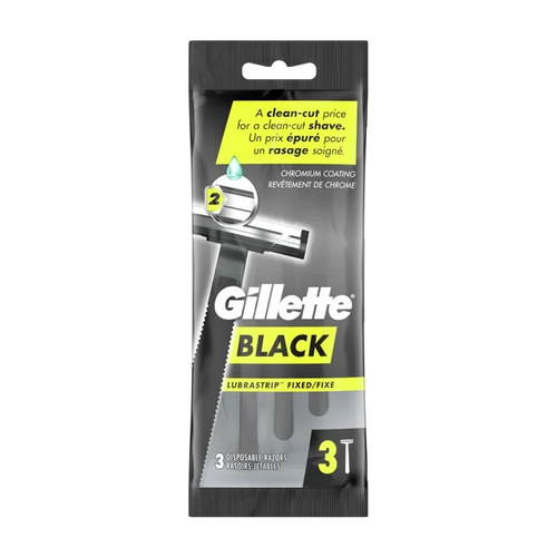 Gillette Black Fixed Mens Disposable Razors 2 blade - 3 ct