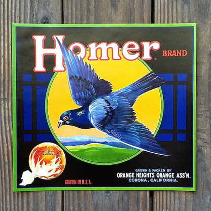 HOMER SUNKIST Orange Citrus Crate Box Label