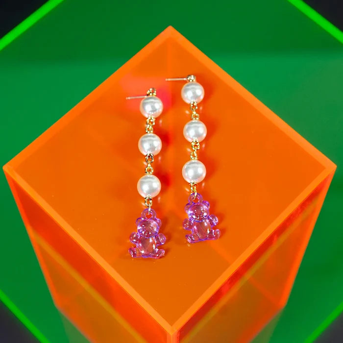Hot Pink Gummy Bear Earrings