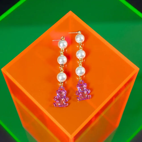 Hot Pink Gummy Bear Earrings