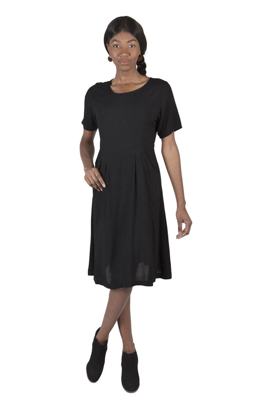 Ingrid Dress in Black Rayon--Size M
