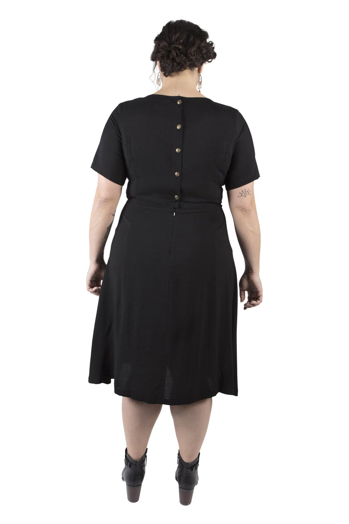Ingrid Dress in Black Rayon--Size M