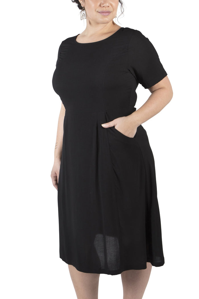 Ingrid Dress in Black Rayon--Size M