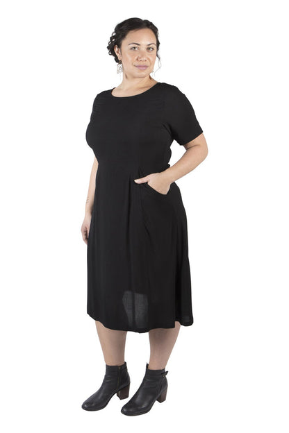 Ingrid Dress in Black Rayon--Size M