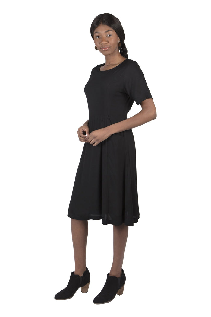 Ingrid Dress in Black Rayon--Size M