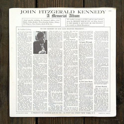 JOHN F. KENNEDY Memorial Record Album 1963