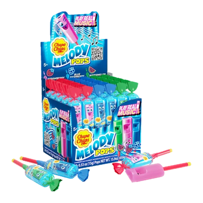 Melody Pops 3 Flavors Hard Candy 30 ct available at Mexmax INC, great for wholesale buyers.