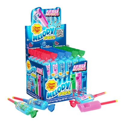 Melody Pops 3 Flavors Hard Candy 30 ct available at Mexmax INC, great for wholesale buyers.