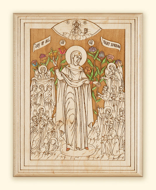 Mother of God the Joy of All Who Sorrow Laser-engraved Icon