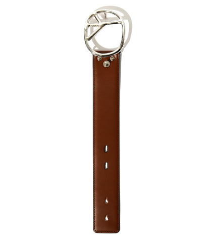 Peace Buckle Narrow Bracelet - Brown - Steer Lthr