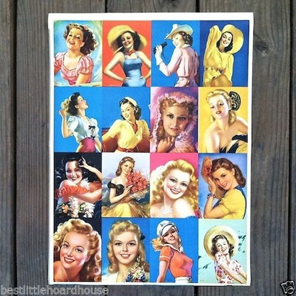 PINUP GIRLS Lithograph Print Sheet 1940s
