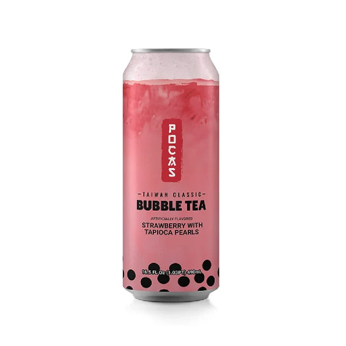 Pocas Bubble Tea Strawberry with Tapioca Pearls - 16.5 oz