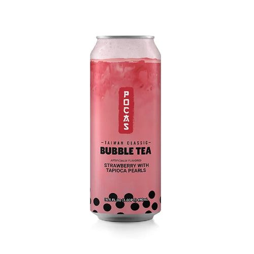 Pocas Bubble Tea Strawberry with Tapioca Pearls - 16.5 oz