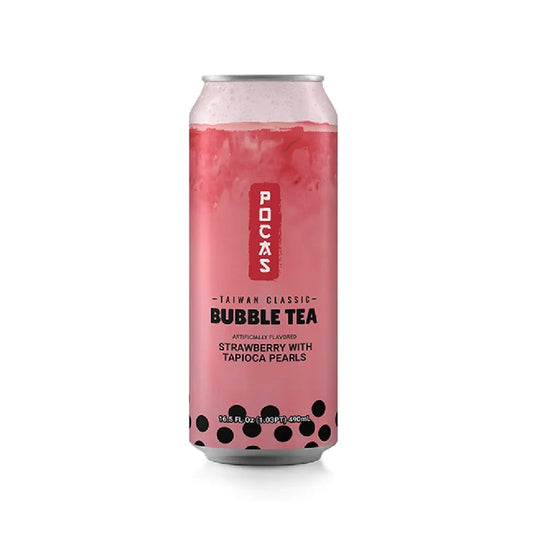Pocas Bubble Tea Strawberry with Tapioca Pearls - 16.5 oz