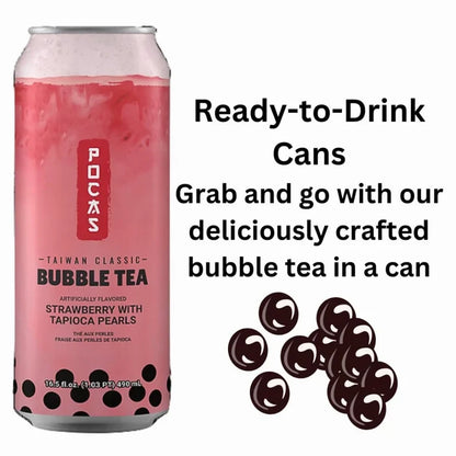 Pocas Bubble Tea Strawberry with Tapioca Pearls - 16.5 oz