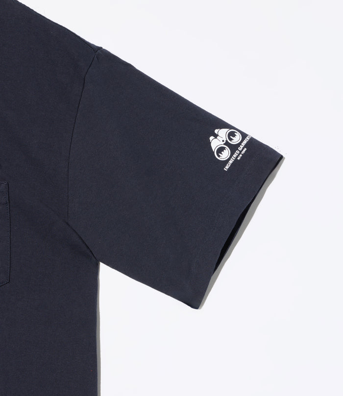 Printed Cross Crew Neck T-Shirt - Navy - Map