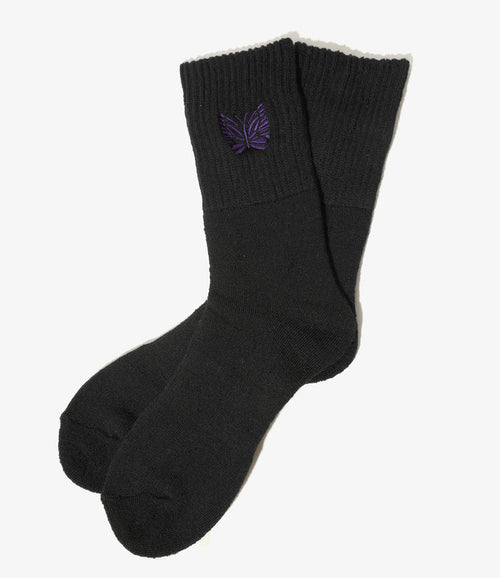 Rib Socks - Black - Shetland Wool