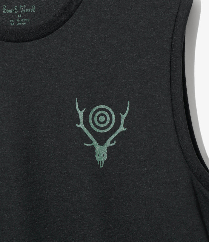 Sleeveless Crew Neck Tee - Black - Skull & Target