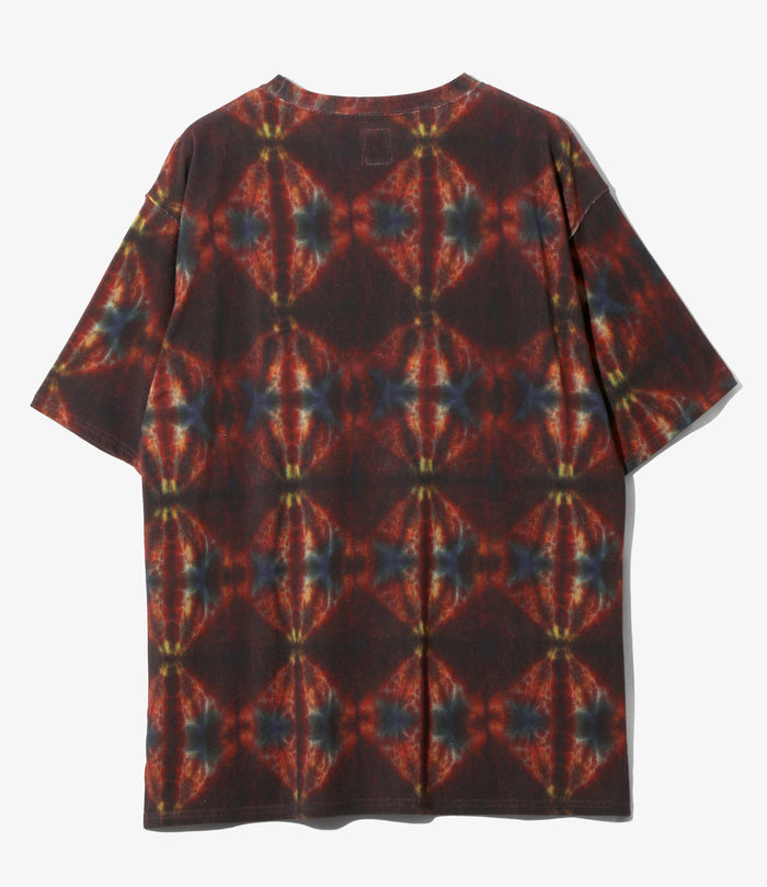 S/S Crew Neck Shirt - Red - Cotton Pique / Tie-Dye Printed