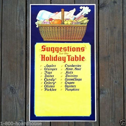 SUGGESTIONS FOR HOLIDAY TABLE Thanksgiving Poster 1930s
