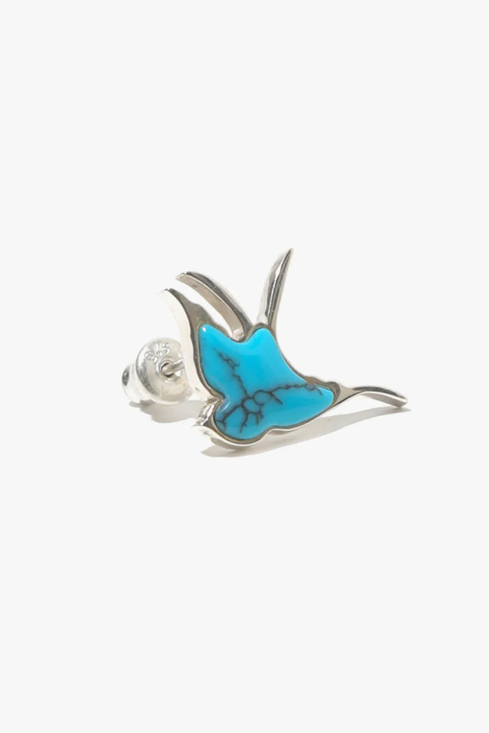 Swallow Motif One Ear Earring - Blue