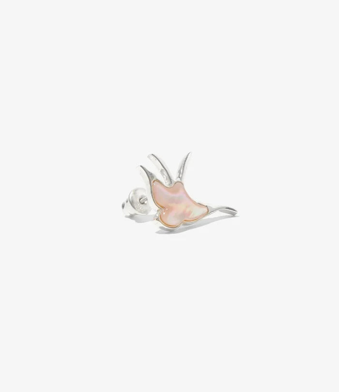 Swallow Motif One Ear Earring - Pink