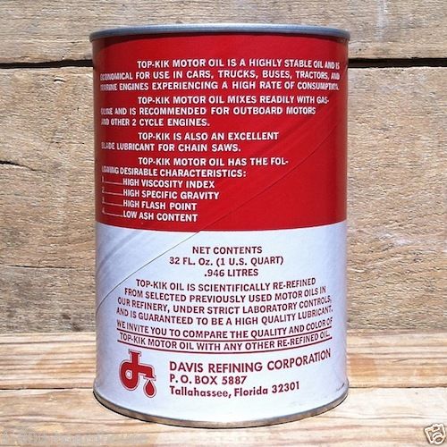 TOP-KIK MOTOR OIL Quart Display Can 1960s