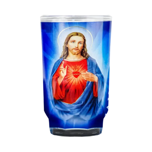 Vel Mex Sagrado Corazon de Jesus Candle Small Cup at Mexmax INC, ideal for wholesale buyers.