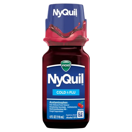 Wholesale: Vicks Nyquil Cherry Cold & Flu Relief - 8oz Bottle, Bulk Buy Savings!