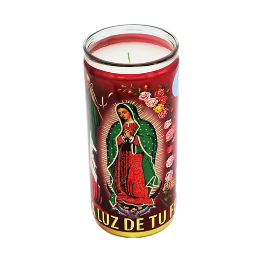 Wholesale Vel Mex Virgen De Guadalupe Ceremonial White Candle Gigante Cup at Mexmax INC