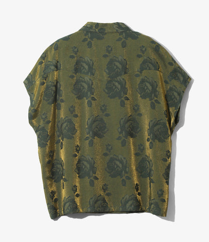 Women's Cowboy French Sleeve Blouse - Green - Rose Jacquard