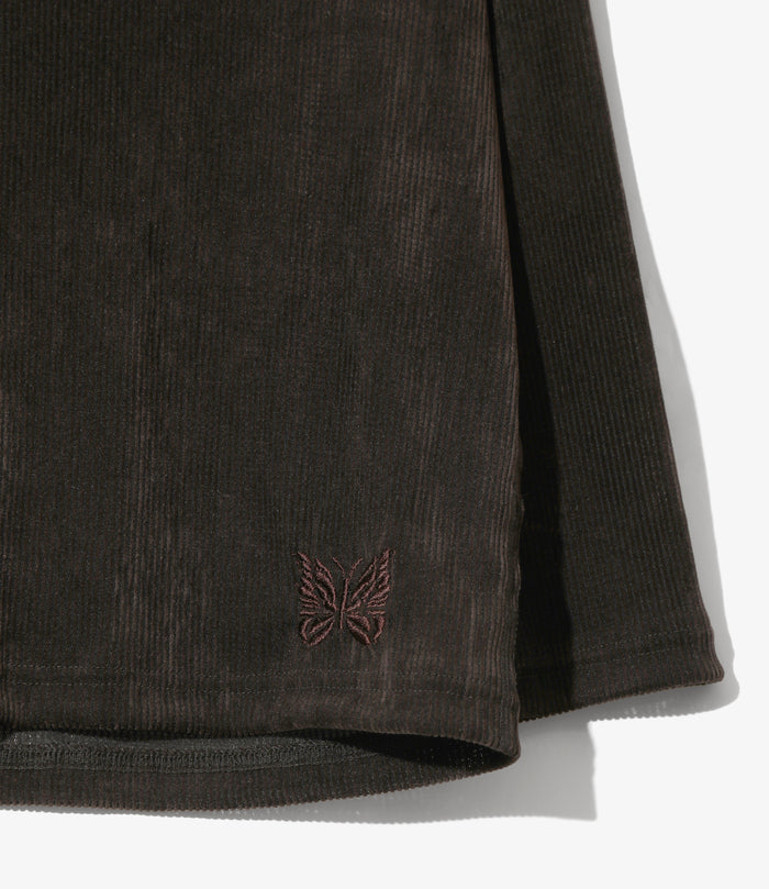 Women's L/S U-Neck Tee - Brown - Flocked Stripe Lace