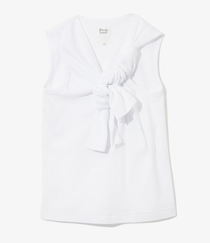 Women's One Knot Sleeveless Top - White