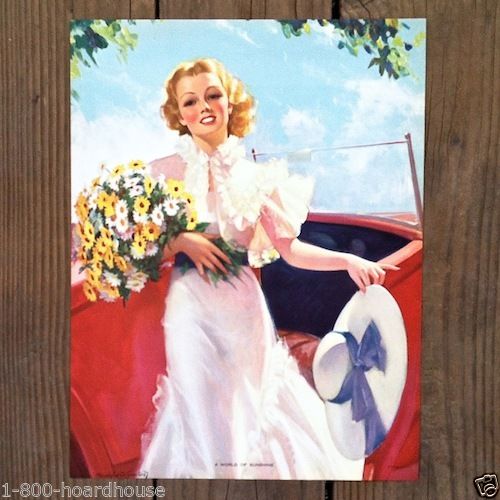 WORLD OF SUNSHINE Art Lithograph Pinup Print 1940s