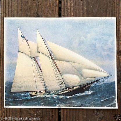 YACHTING Clipper Ship Lithograph Print 1920s