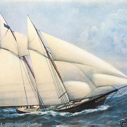 YACHTING Clipper Ship Lithograph Print 1920s
